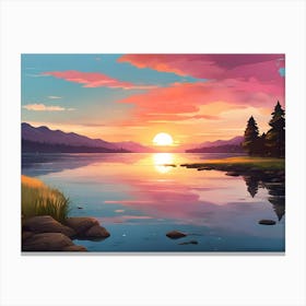 Sunset By The Lake 2 Canvas Print