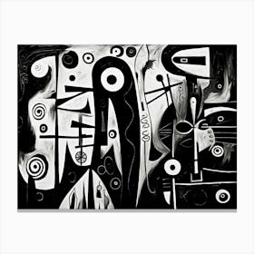 Emotions Abstract Black And White 6 Canvas Print