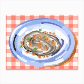 A Plate Of Anchovies, Top View Food Illustration, Landscape 1 Canvas Print