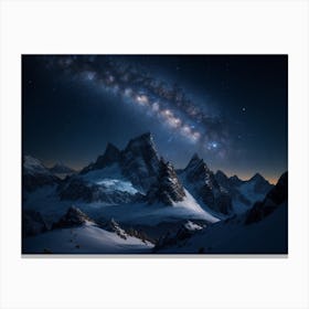 Starry Night Sky Over The Mountains Canvas Print
