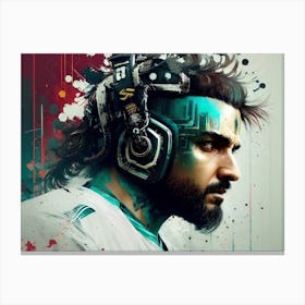 Man With Headphones On Canvas Print