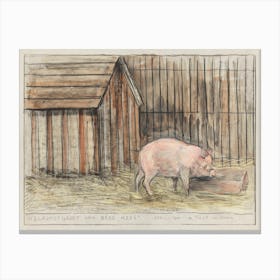 Pig In Front Of His Room Near A Trough (1900), Theo Van Hoytema Canvas Print