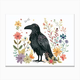 Little Floral Raven Canvas Print