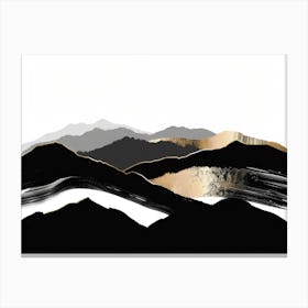 Black And Gold Mountains 3 Canvas Print