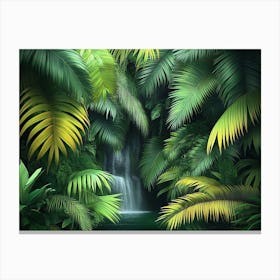 Waterfall In The Jungle 2 Canvas Print