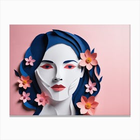 Paper cut - Woman With Flowers Canvas Print