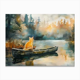 Lake Serenade Cat Afloat Canvas Print