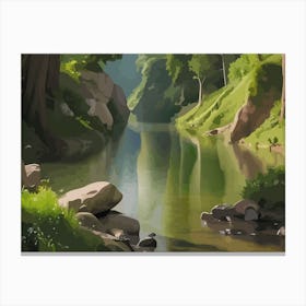 River In The Forest Canvas Print