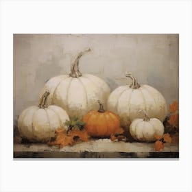 White And Orange Pumpkins, Oil Painting 0 Canvas Print