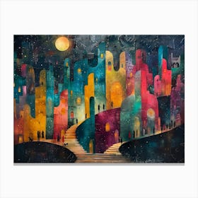 Night In The City, Cubism Canvas Print