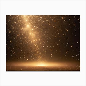 Sparkling Gold Glitter Background With A Radiant Light Beam Shining From The Bottom, Creating A Magical And Luxurious Effect Canvas Print