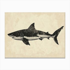 Great White Shark  Grey Silhouette 5 Canvas Print