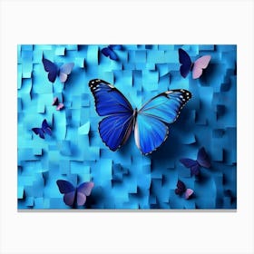 3d Modern Blue Butterfly Canvas Print