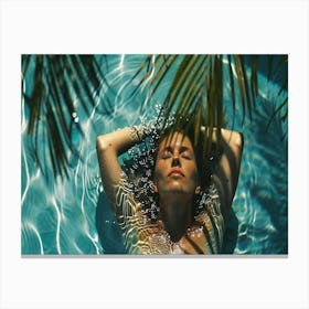 Woman In The Pool Relax And Enjoy Canvas Print