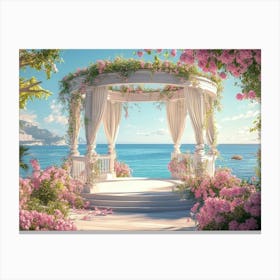 Artistic Depiction Of Stunning Seascapes Featuring A White Canvas Print