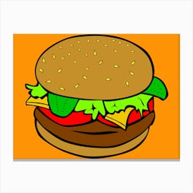 Hamburger On Orange Background Canvas Print