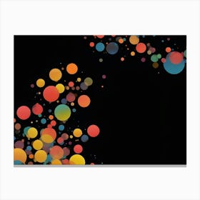 Abstract Colorful Circles On Black Background Canvas Print