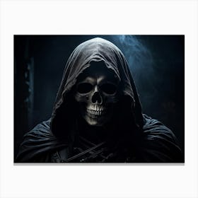 Grim Reaper Skull Pitch Black Hollow Eye Sockets Swallowing The Light A Faint Glow Emanating From (5) Canvas Print