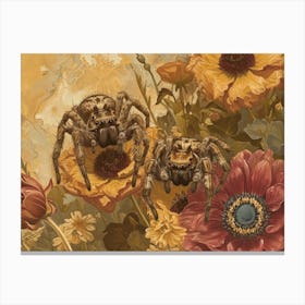 Floral Animal Illustration Spider 2 Canvas Print