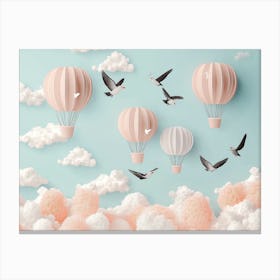 3d Air Balloons and Birds Canvas Print