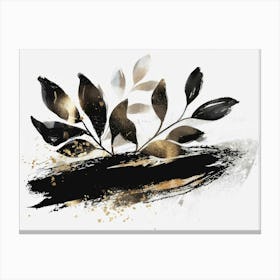 Black And Gold Leaves 2 Canvas Print