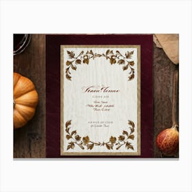 Antique Thanksgiving Invitation Embracing Baroque Flair Centered Marbled Design Hence Its Vintage C Canvas Print