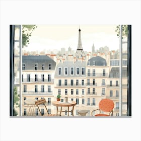 Paris Eiffel Tower Landscape Watercolour Canvas Print