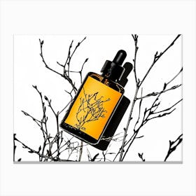 Oil Bottle On Branches Canvas Print