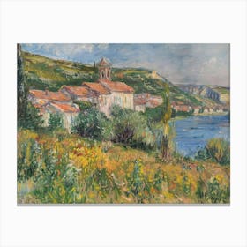 Lakeside Haven Painting Inspired By Paul Cezanne Canvas Print