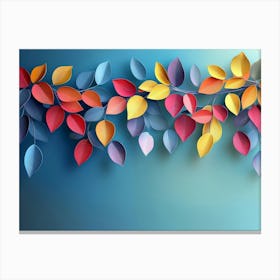 Elegant Colorful with Vibrant Flower Hanging Branches Illustration Background 2 Canvas Print