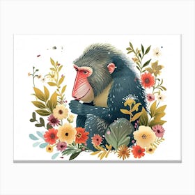 Little Floral Mandrill 3 Canvas Print