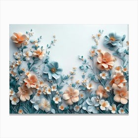 A Lovely 3d Flowers In Full Bloom Canvas Print