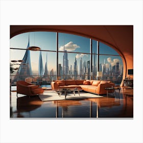 Futuristic Living Room in Dubai Canvas Print