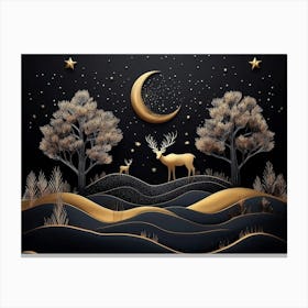 Deer In The Night Sky 1 Canvas Print