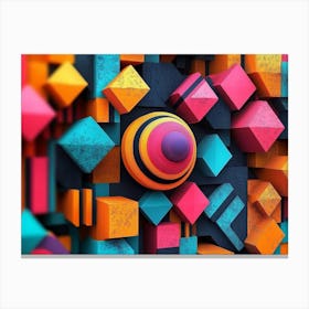 3d Abstract Geometric Patterns With Vibrant Colors 1 Canvas Print