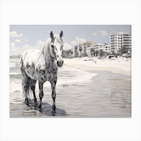 A Horse Oil Painting In Bondi Beach, Australia, Landscape 4 Canvas Print
