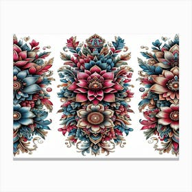 Three Floral Tattoos Canvas Print