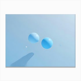 Two Blue 3d Spheres On Light Blue Background Canvas Print