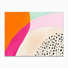 Pastel orange-pink Abstrake Punkte Kunst, gute Laune Sommer Print Malerei 1 Canvas Print