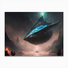 Surreal Puffer Whale 1 Canvas Print