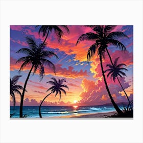 Sunset At The Beach 48 Canvas Print