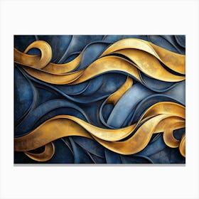 Abstract Gold and Blue Painting Canvas Print