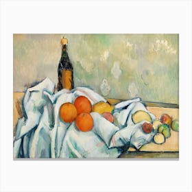 Still Life With Bottle And Fruit Canvas Print