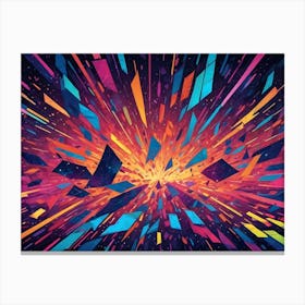 Abstract Explosion Of Colorful Shards And Streaks Radiating Outward From A Central Point, With A Sense Of Energy, Chaos, And Movement, Resembling Fireworks Or A Shattered Dimension Canvas Print