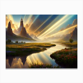 Ancient Mountain Valley Castle Canvas Print