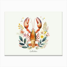 Little Floral Lobster 3 Poster Canvas Print