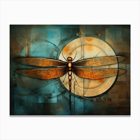 Dragonfly On A Clock Canvas Print