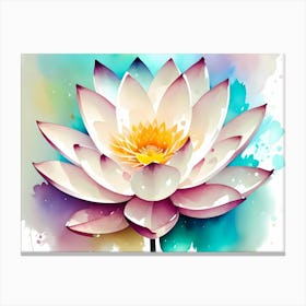 Lotus Flower Watercolor Painting Canvas Print