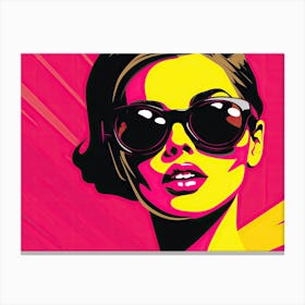 Girl In Sunglasses Woman Pop Art Canvas Print