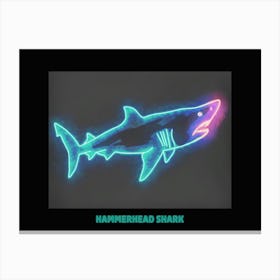 Green Scalloped Hammerhead Neon Shark 2 Poster Canvas Print